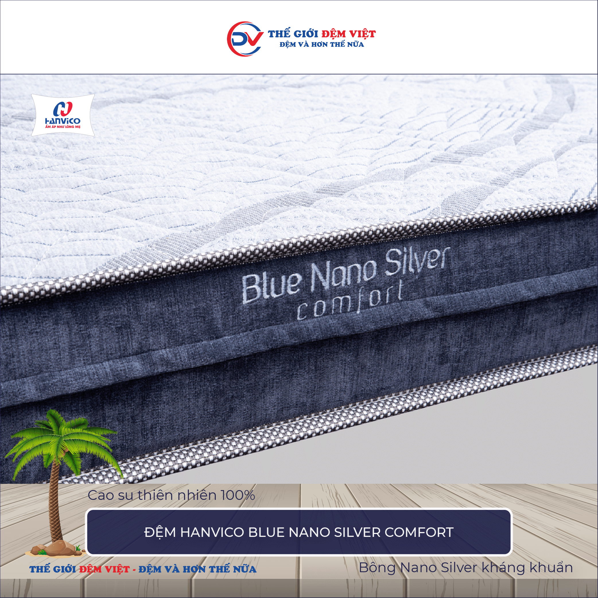 Đệm Hanvico Blue Nano Silver Comfort 3-1