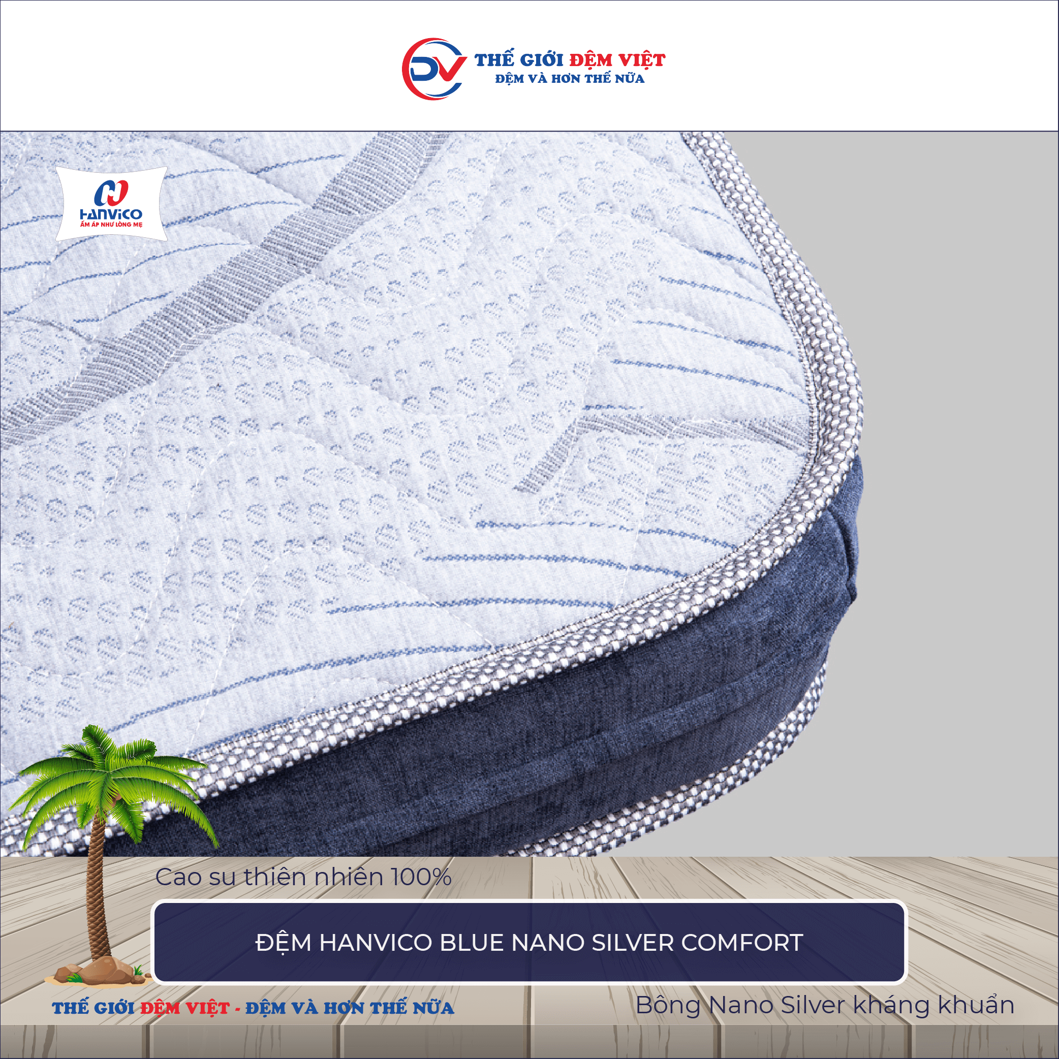 Đệm Hanvico Blue Nano Silver Comfort 4-1