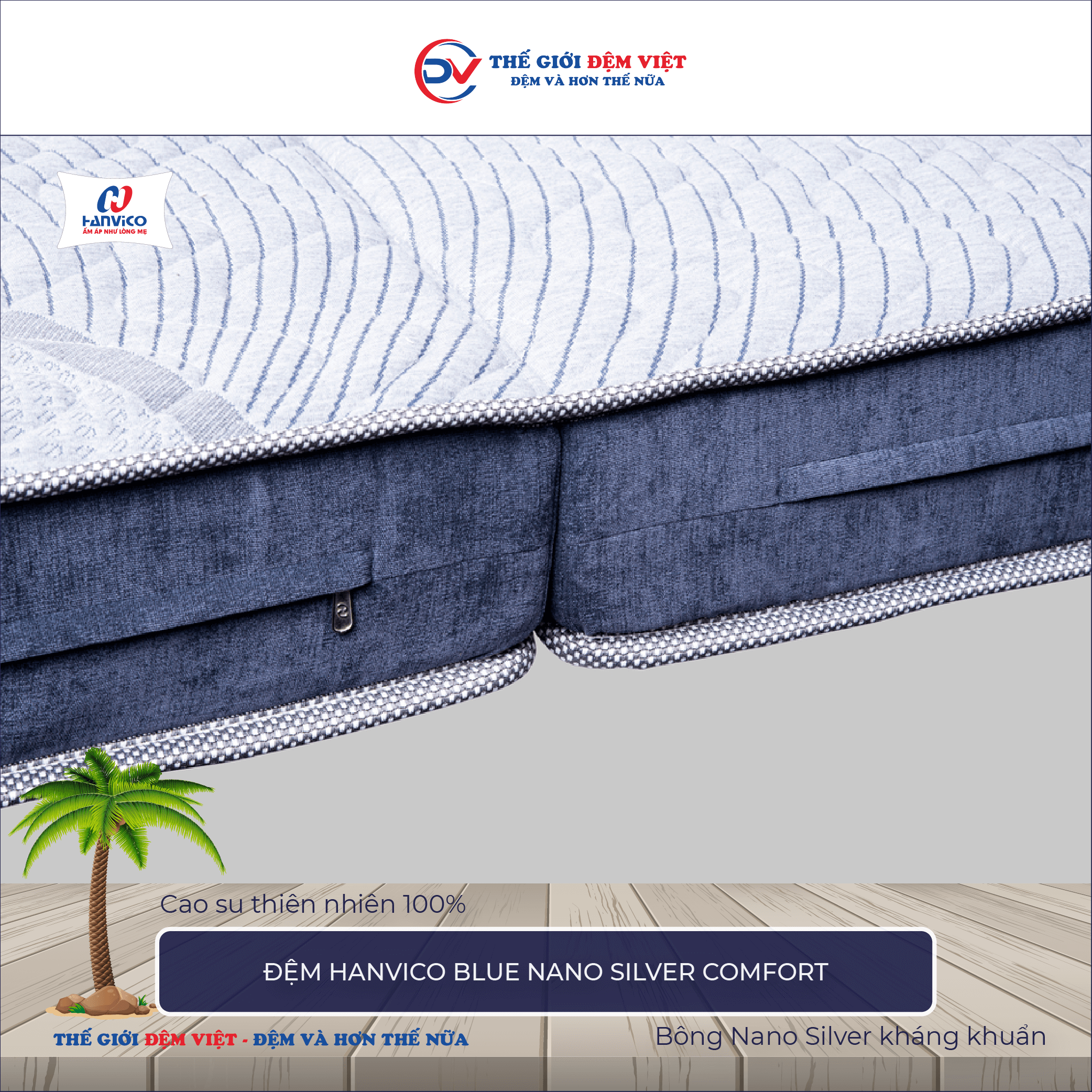 Đệm Hanvico Blue Nano Silver Comfort 5-1