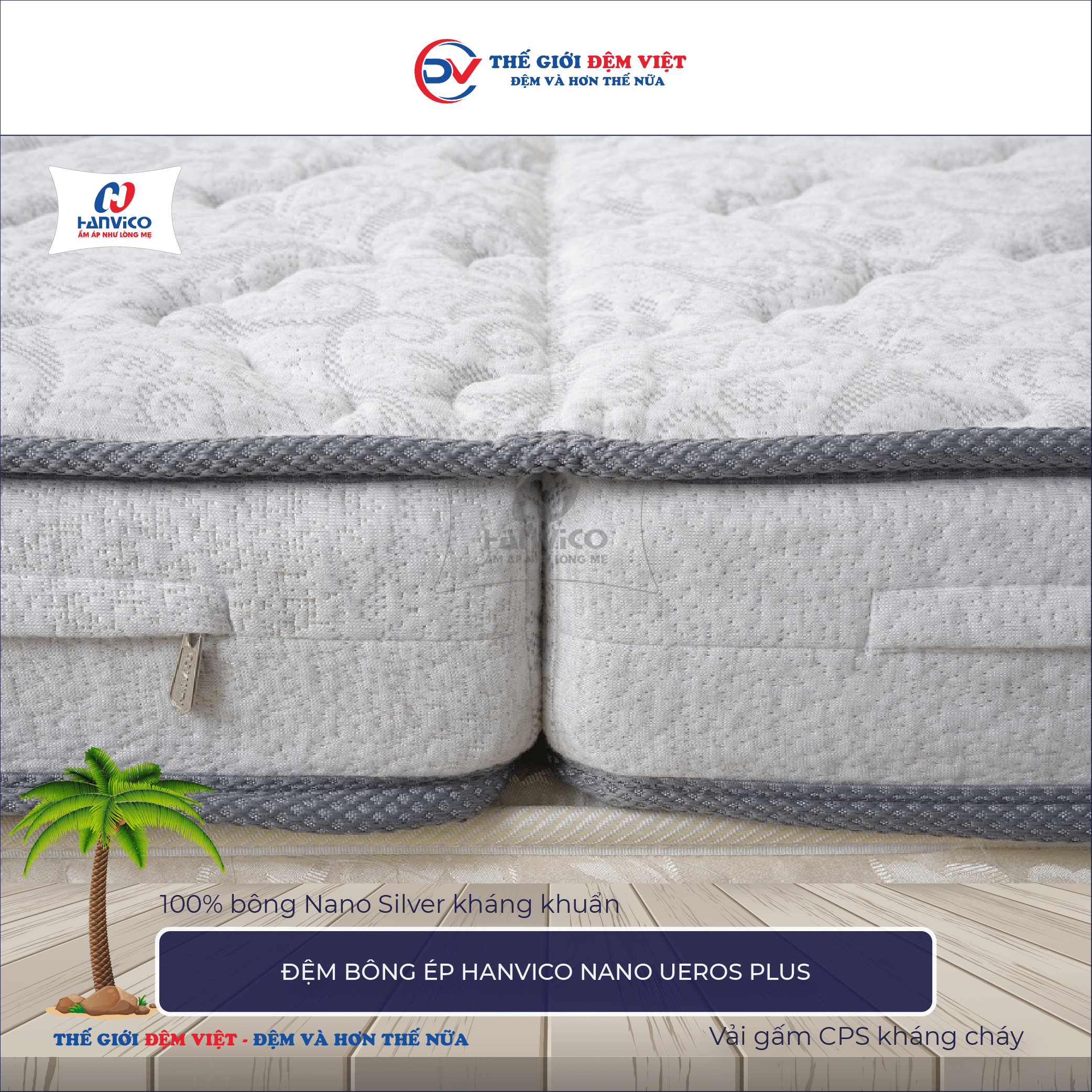 Đệm bông ép Hanvico Nano Ueros Plus 3-1