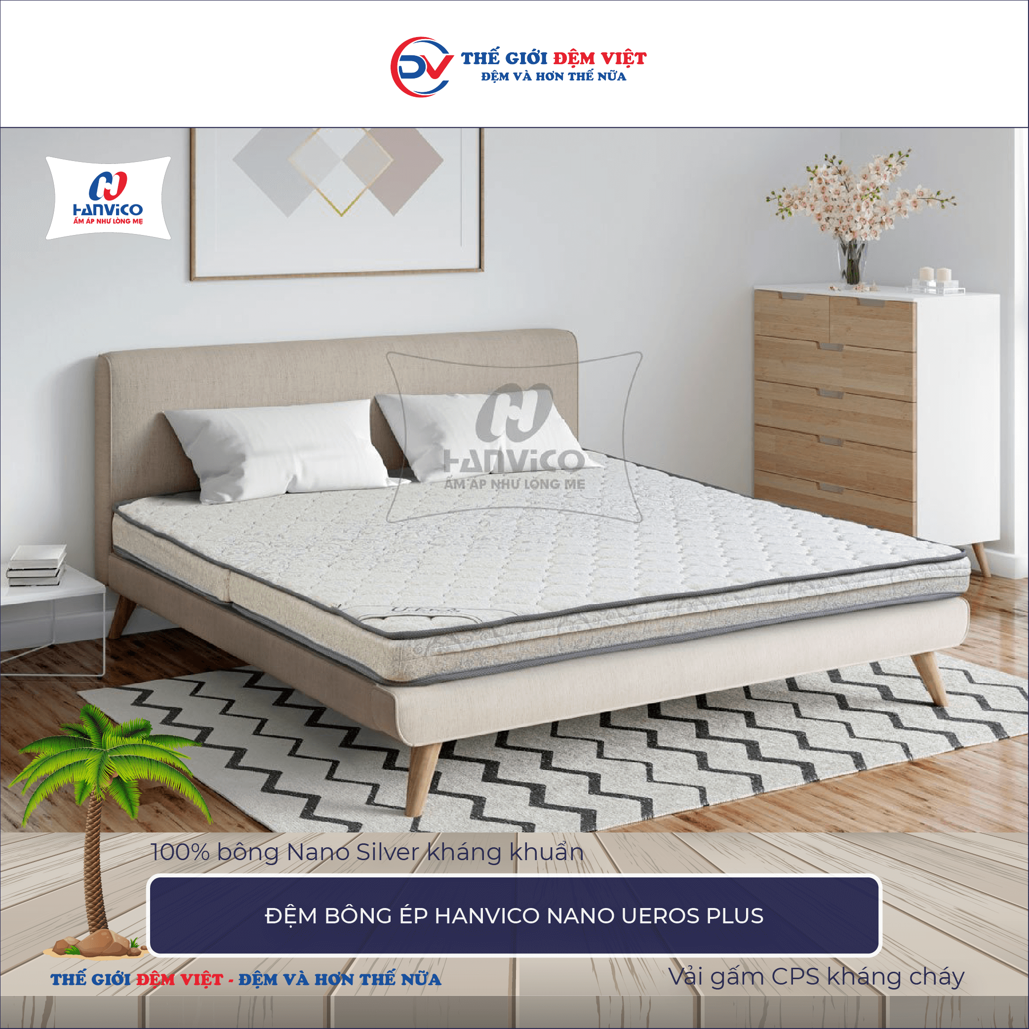Đệm bông ép Hanvico Nano Ueros Plus-1