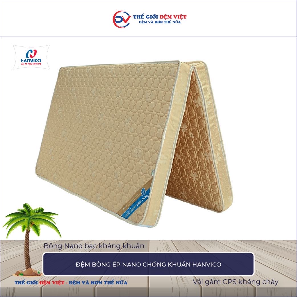 Đệm bông ép Nano chống khuẩn Hanvico 5-1