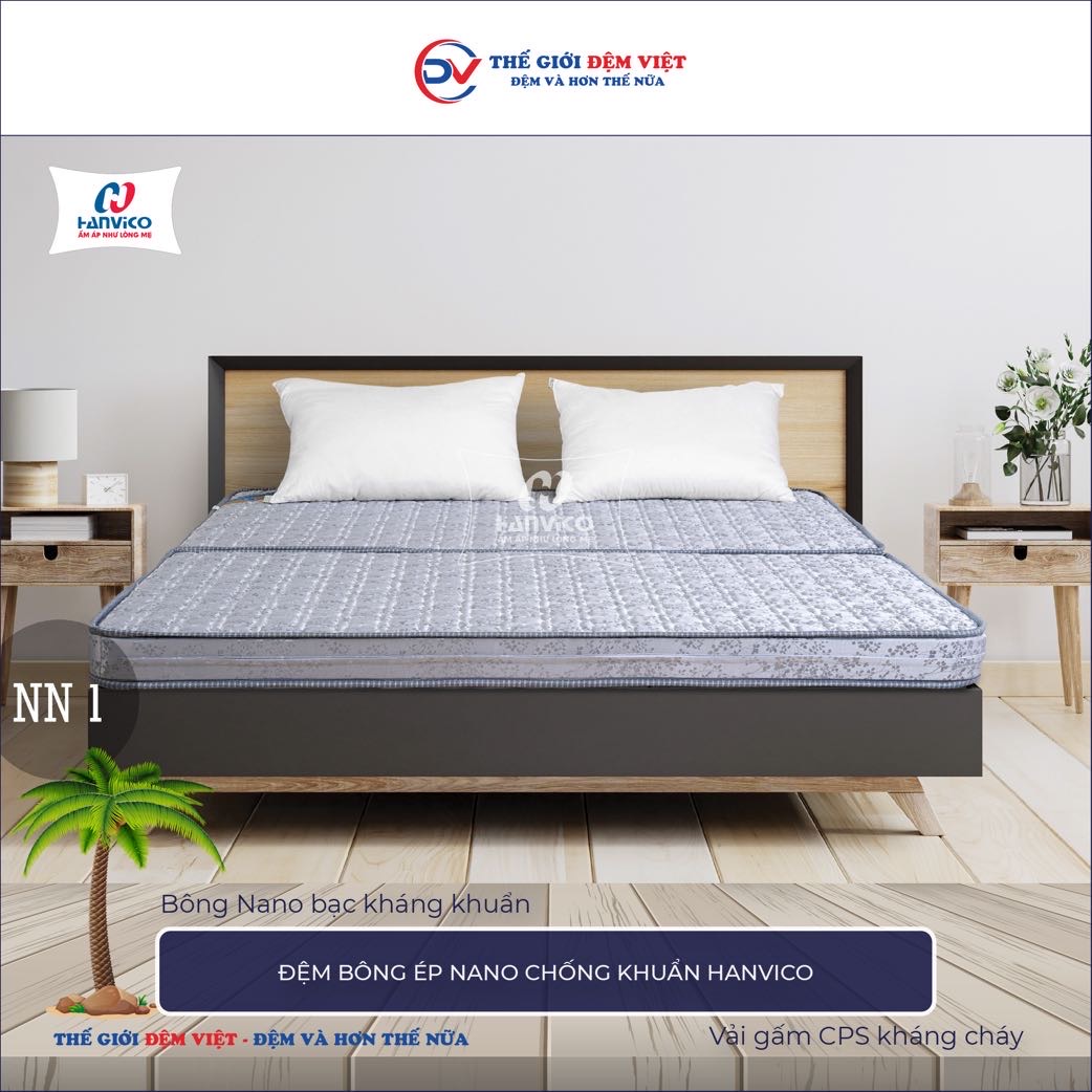 Đệm bông ép Nano chống khuẩn Hanvico-1