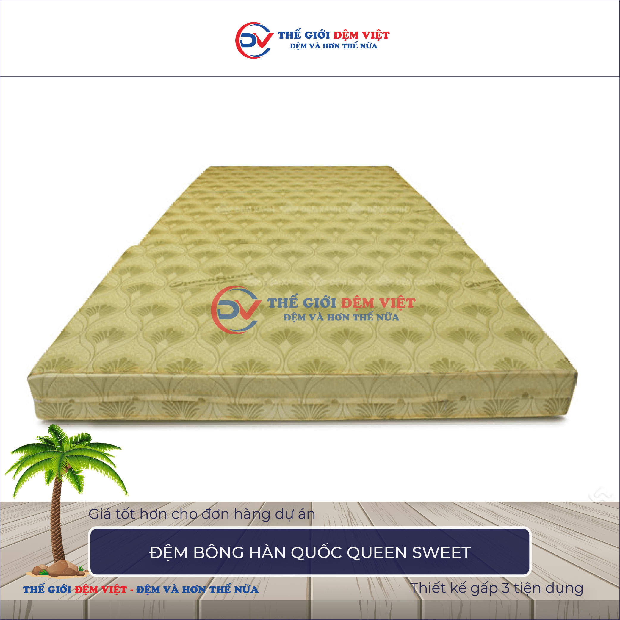 Đệm bông ép Queen Sweet 7-2