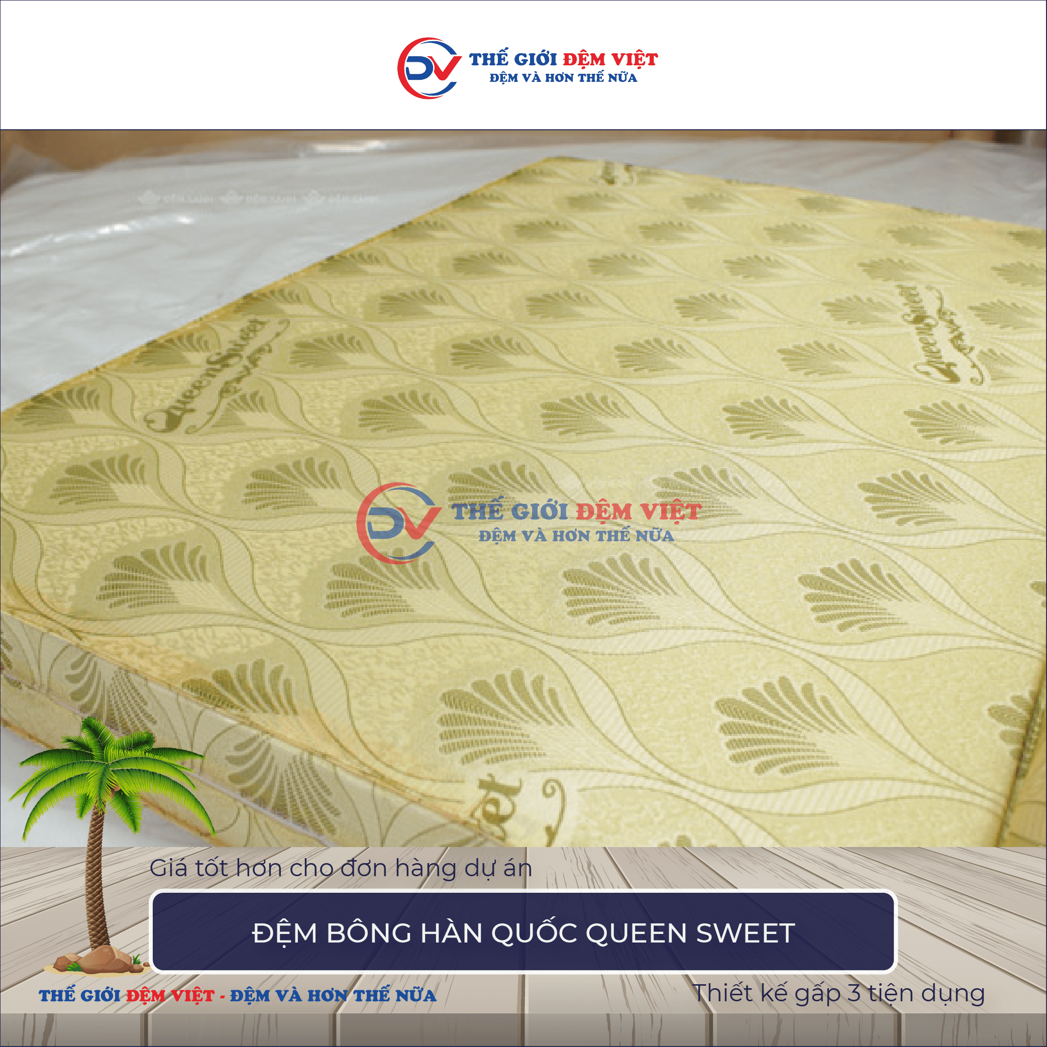 Đệm bông ép Queen Sweet 9-2