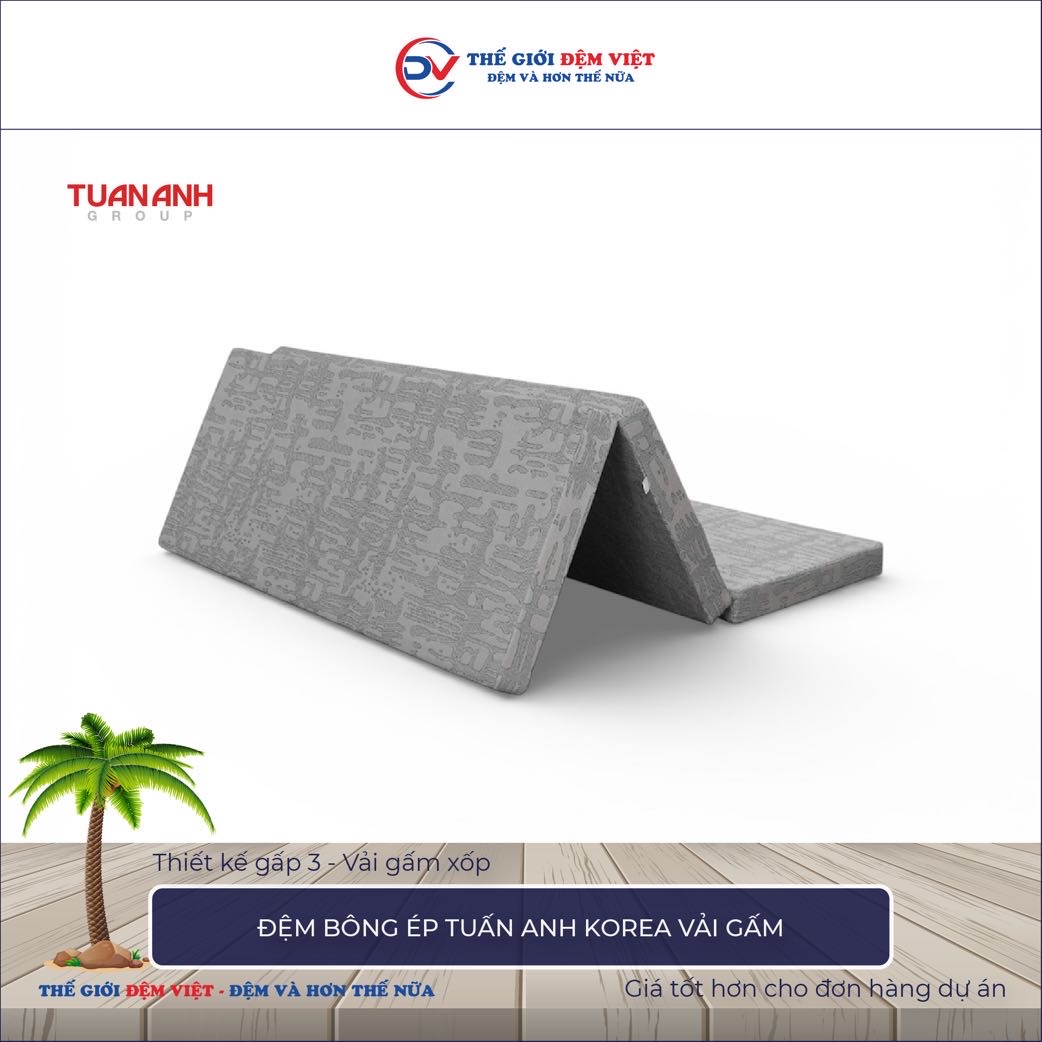 Đệm bông ép Tuấn Anh Korea vải gấm 6-1