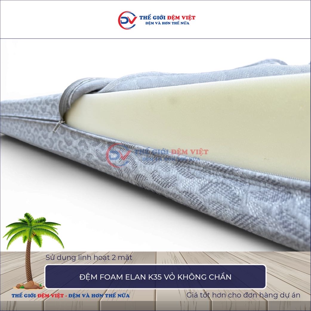 Đệm foam Elan K35 vỏ không chần