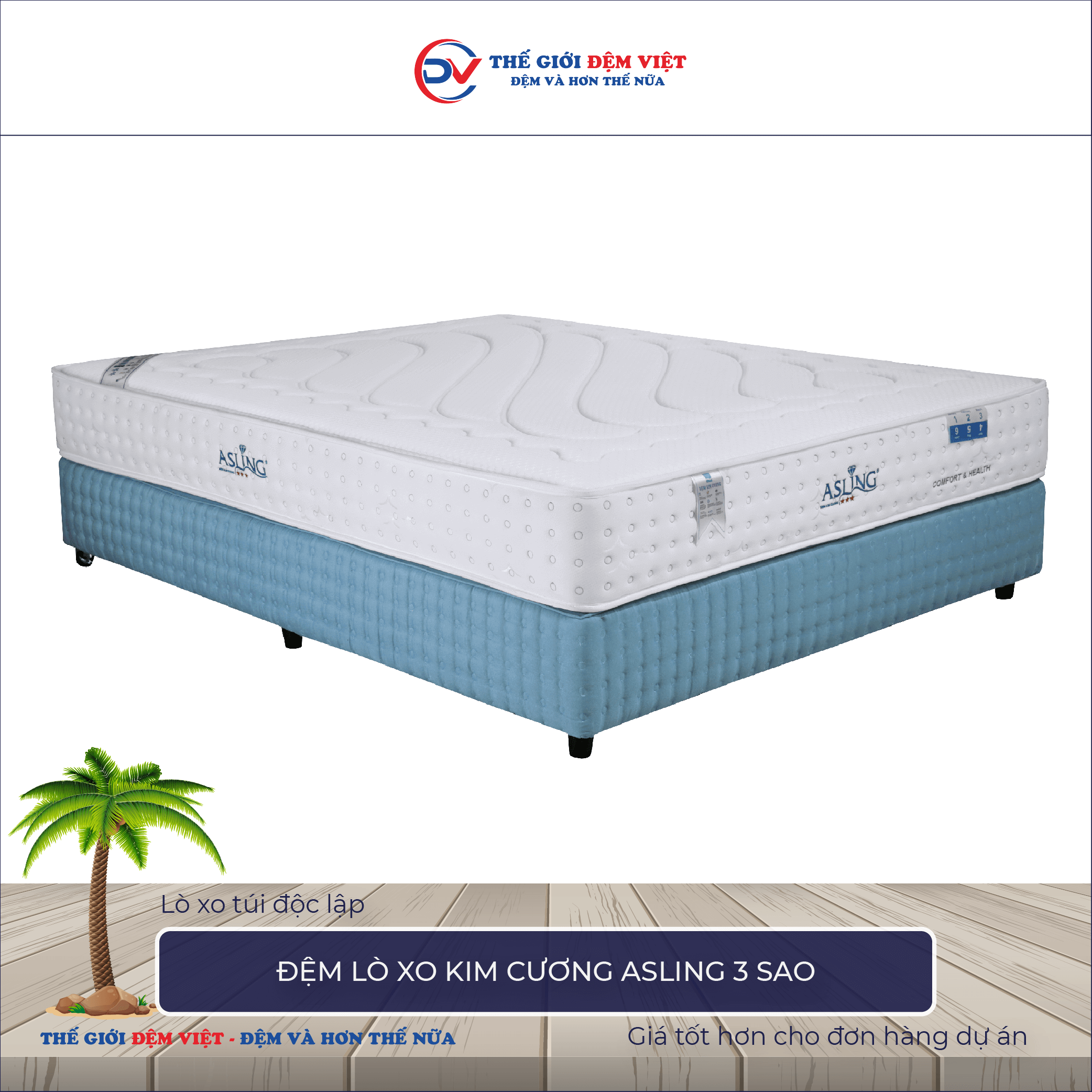 Đệm lò xo Kim Cương Asling 3 sao 1-1