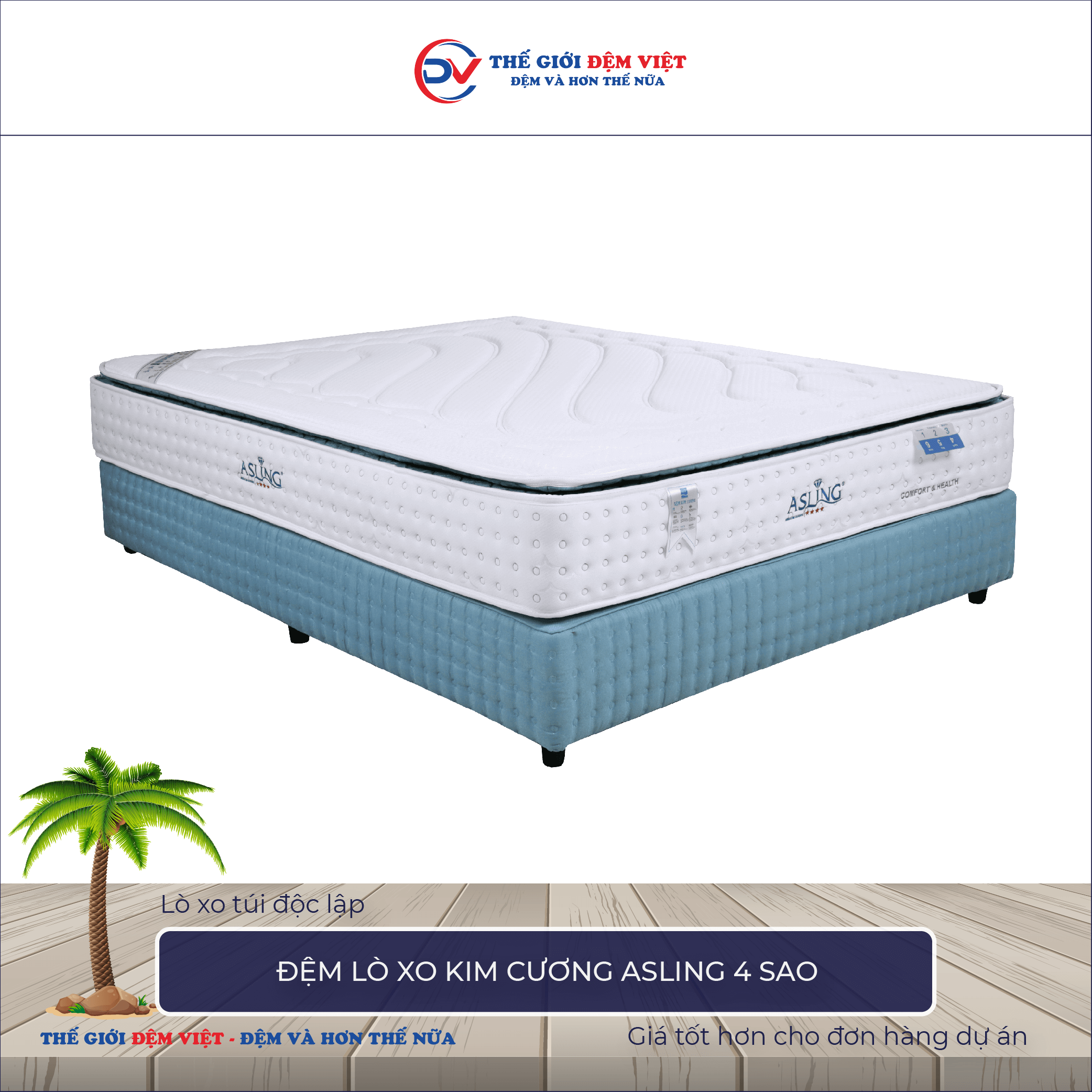 Đệm lò xo Kim Cương Asling 4 sao 2-1