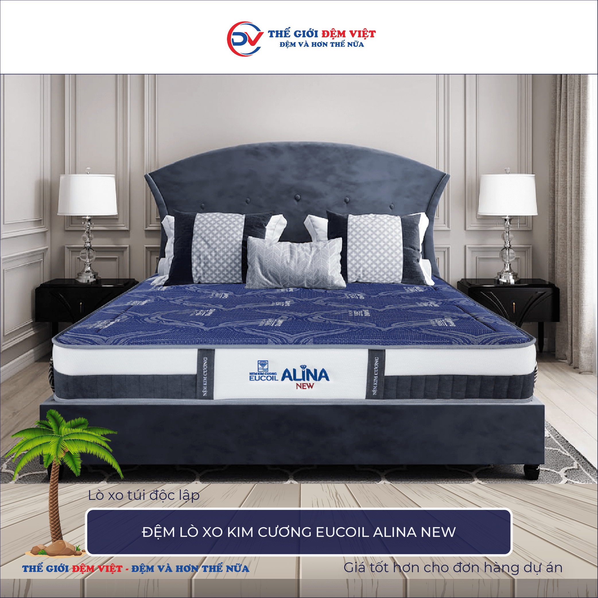 Đệm lò xo Kim Cương Eucoil Alina New-1