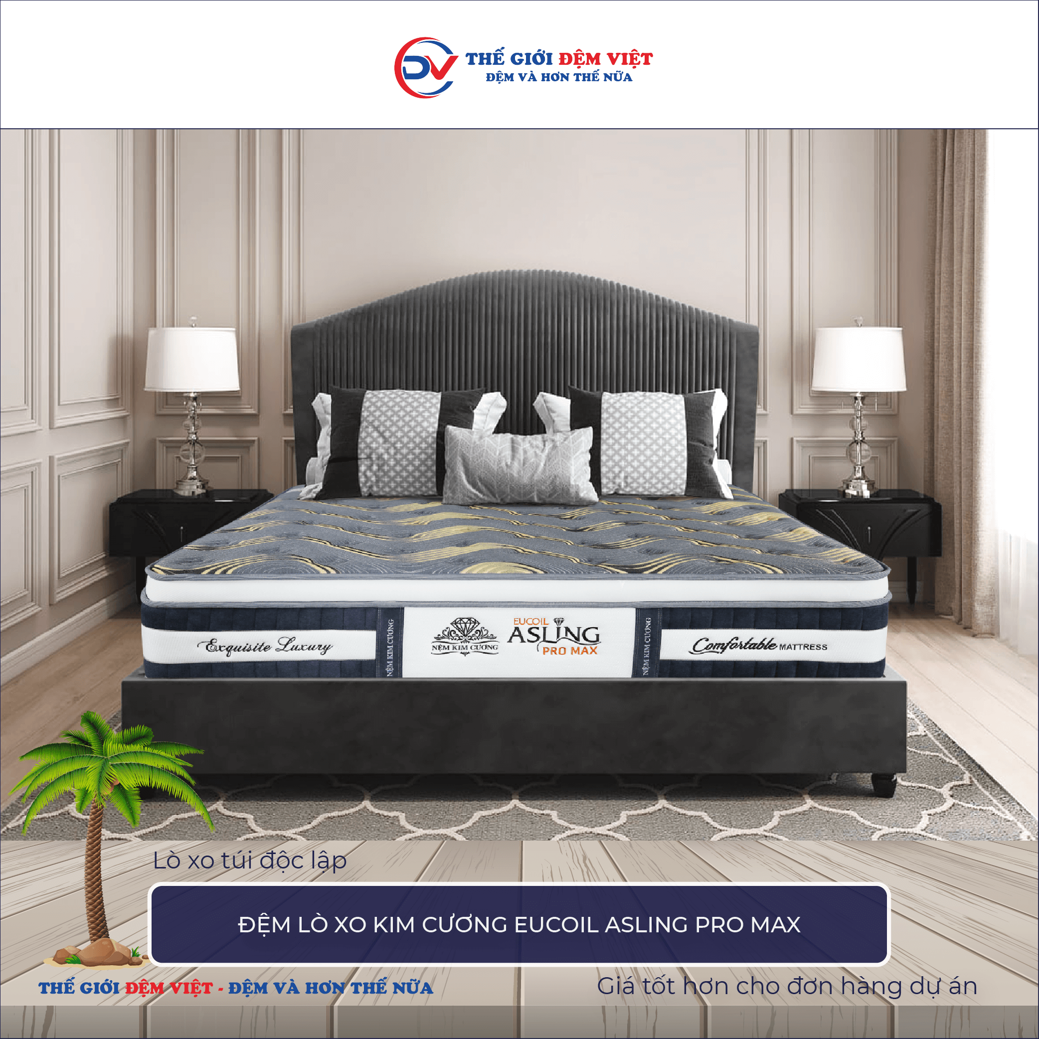 Đệm lò xo Kim Cương Eucoil Asling Pro Max-1