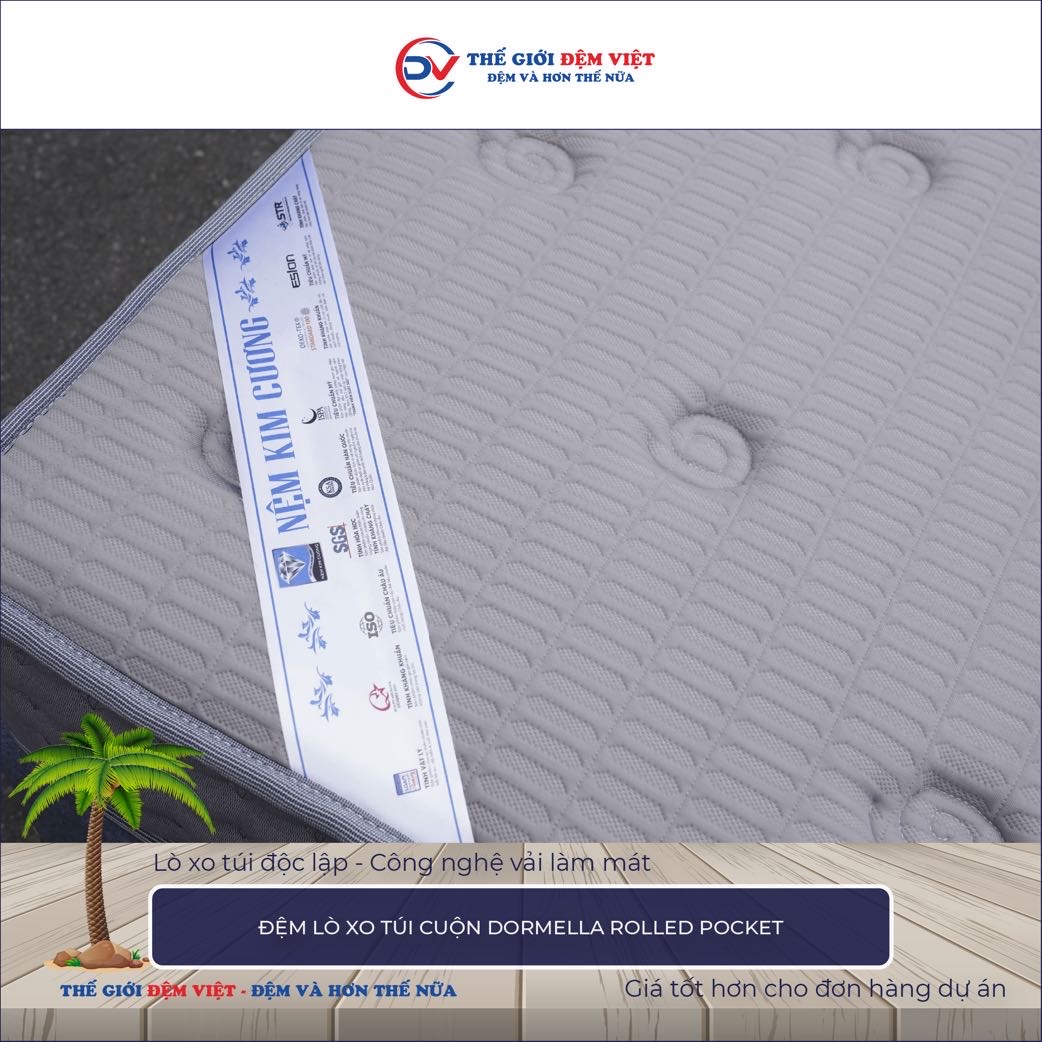 Đệm lò xo túi cuộn Kim Cương Dormella Rolled Pocket 3-1