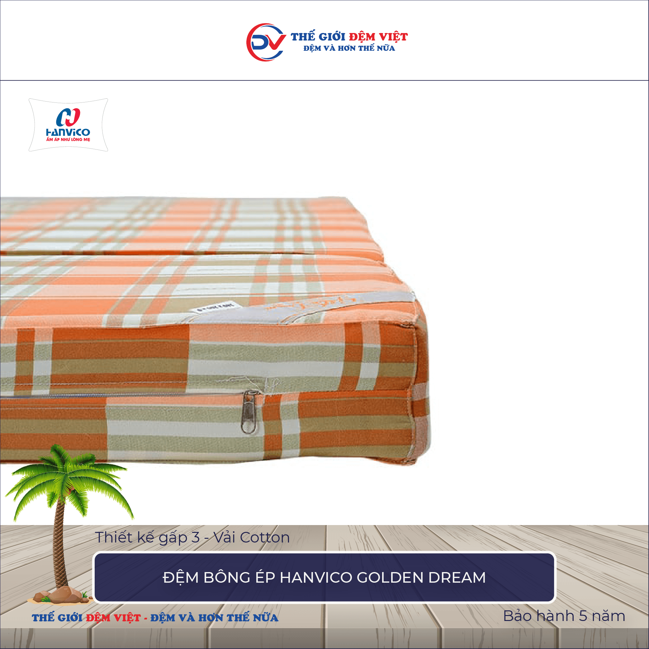 Đệm bông ép Hanvico Golden Dream