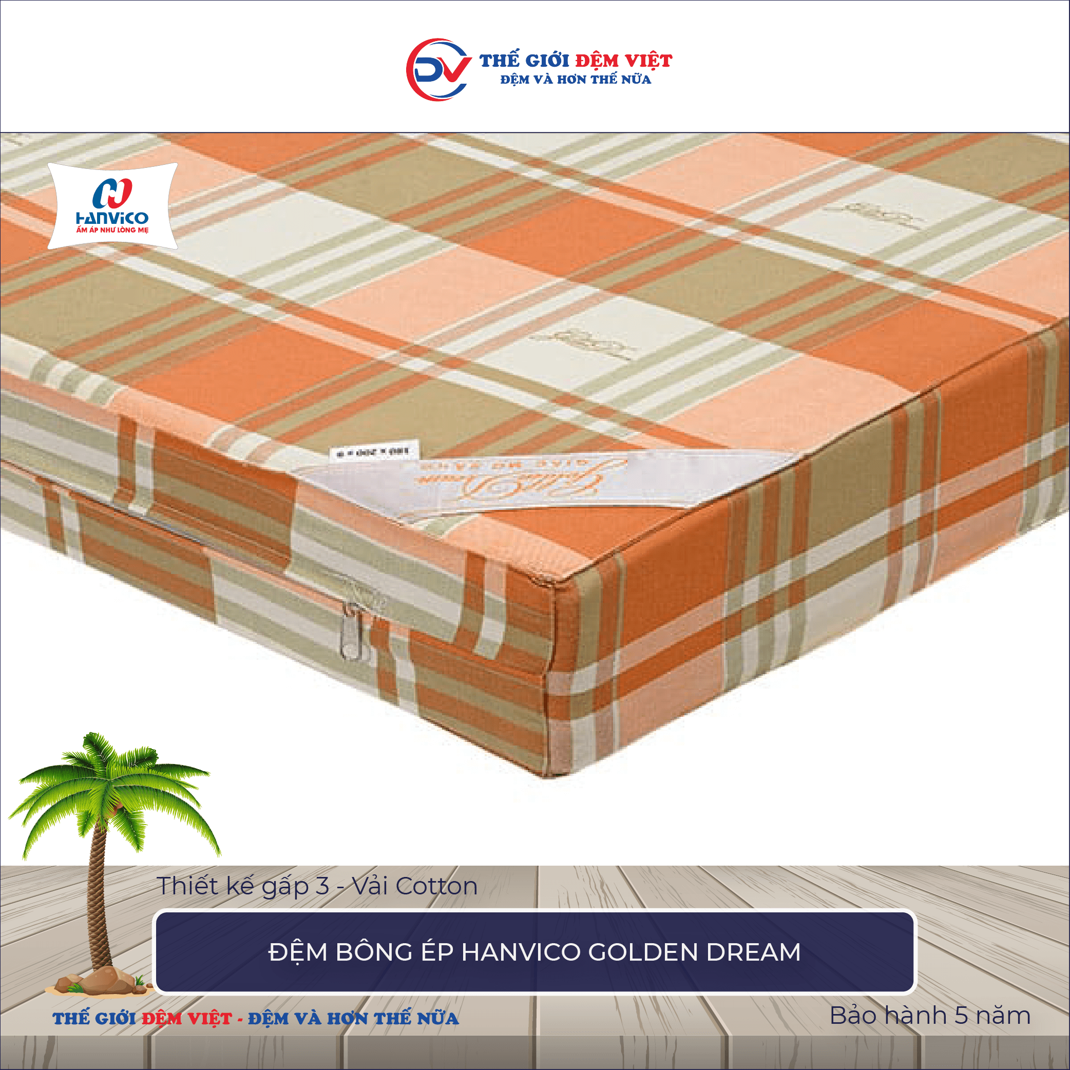 Đệm bông ép Hanvico Golden Dream