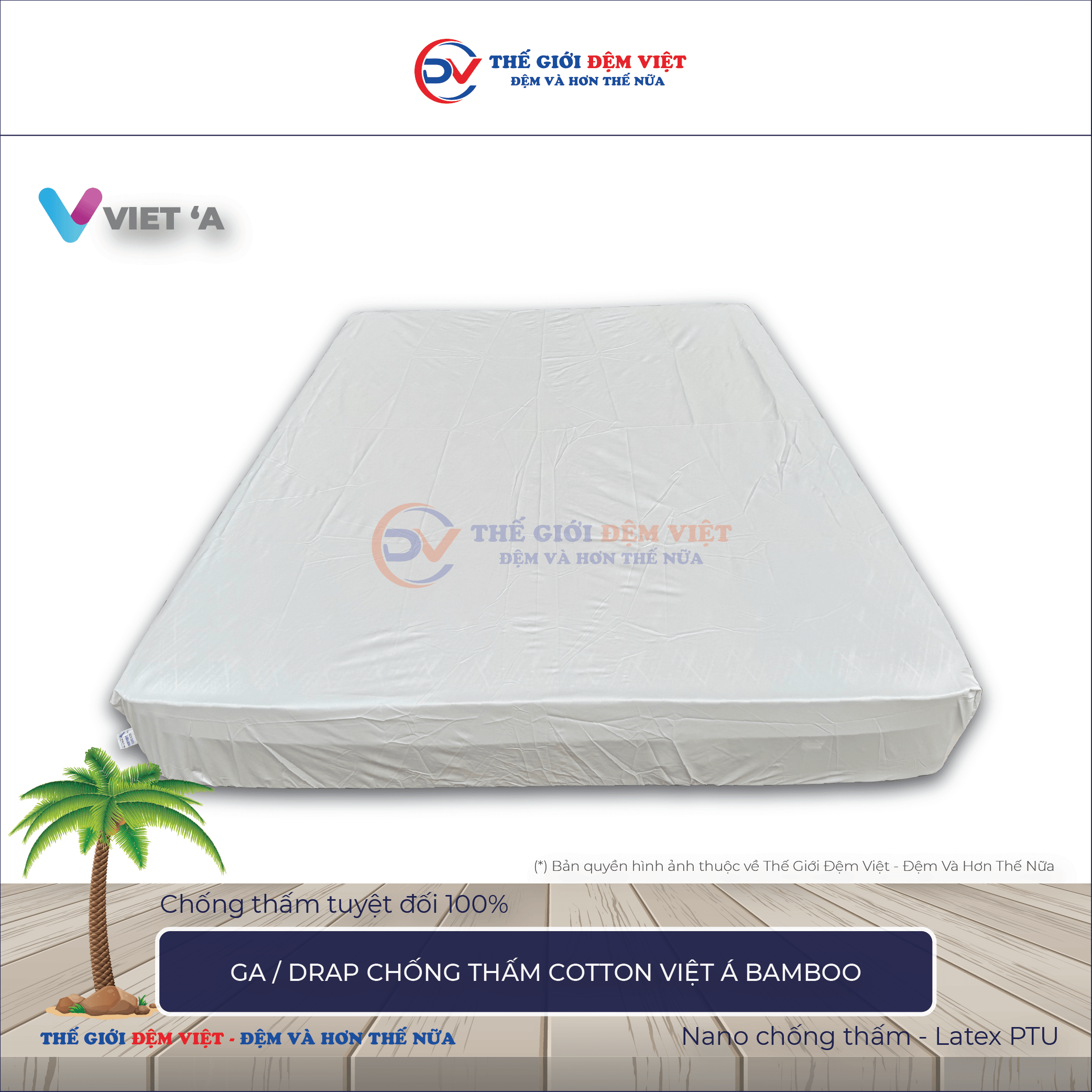 Drap chống thấm Cotton Việt á Bamboo