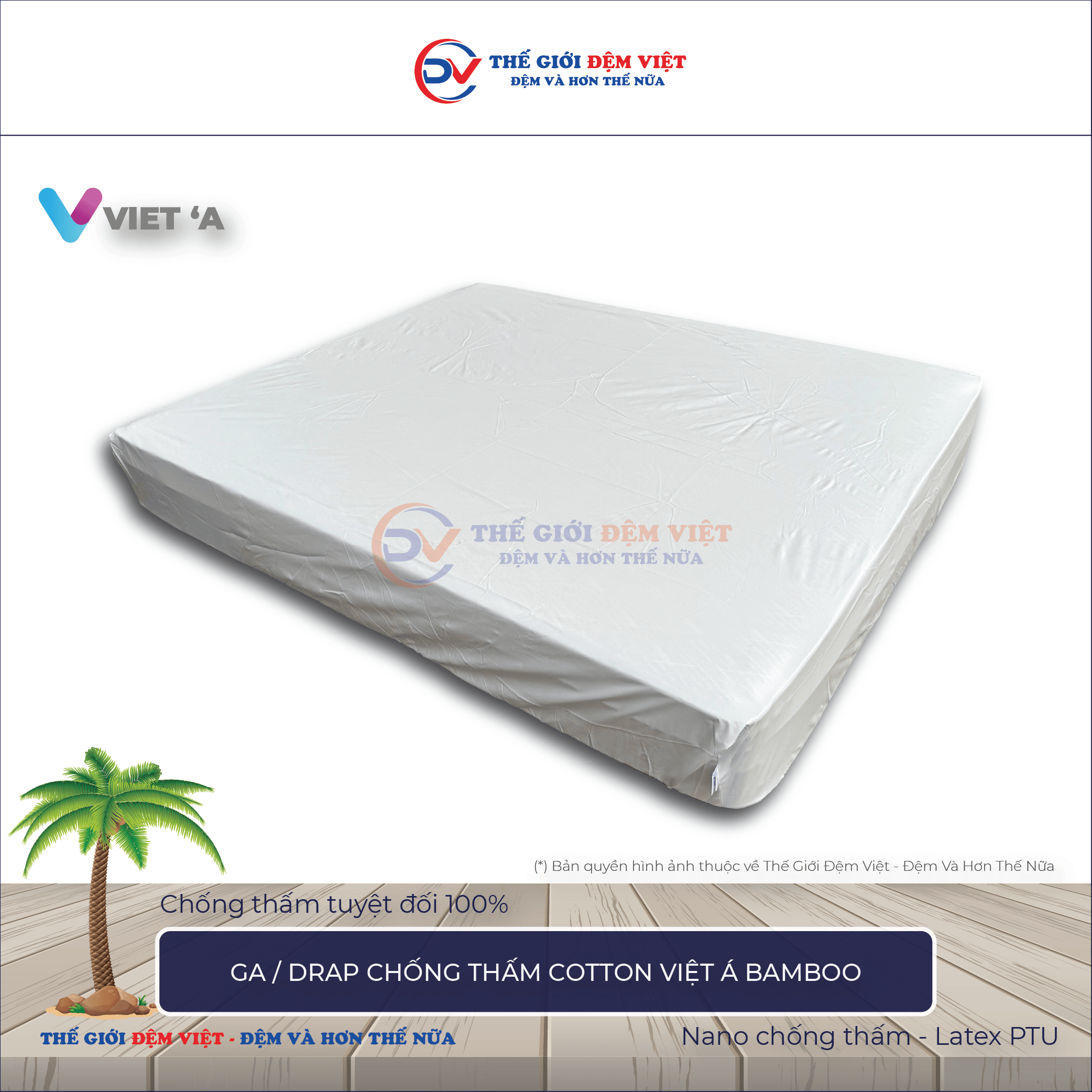 Drap chống thấm Cotton Việt á Bamboo