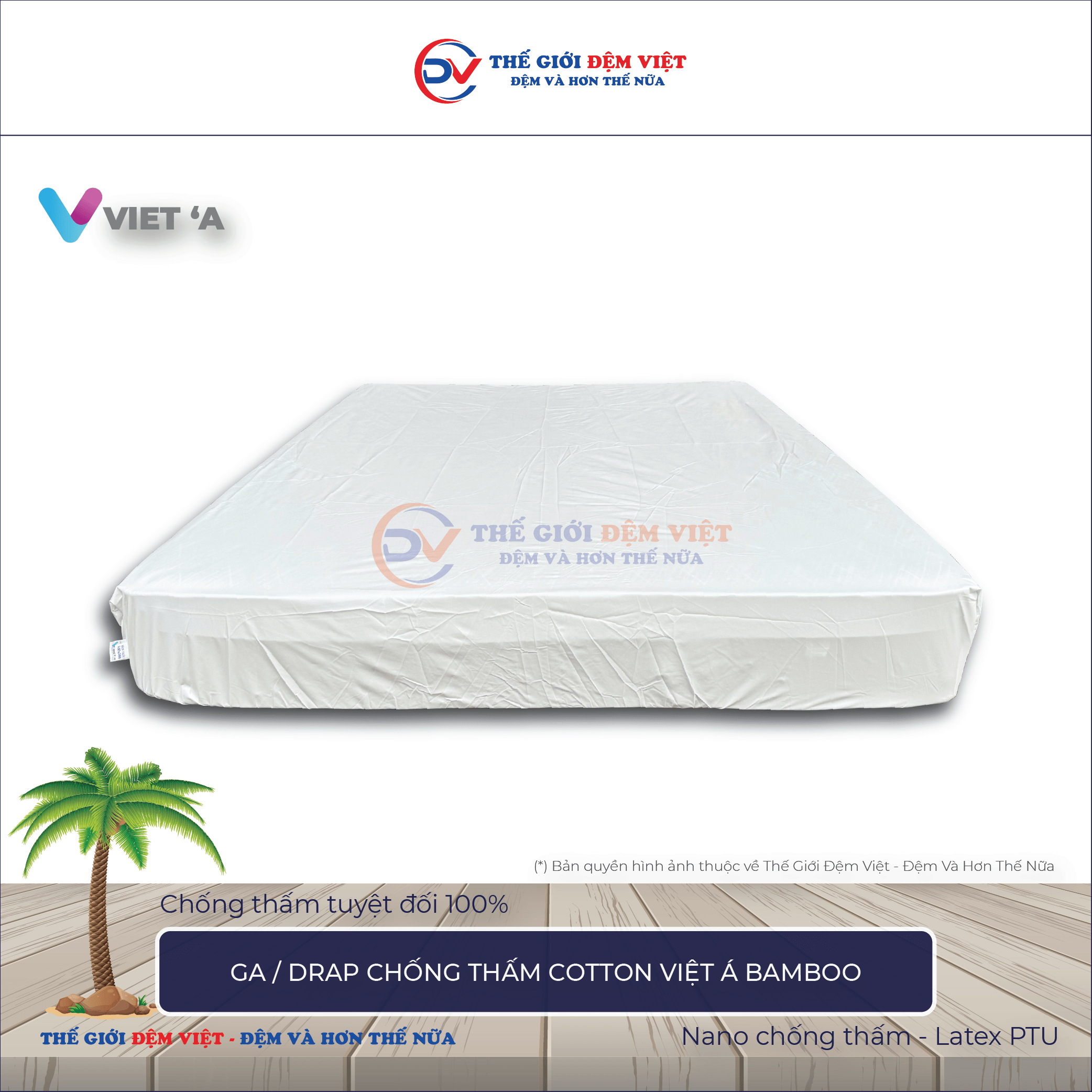 Drap chống thấm Cotton Việt á Bamboo