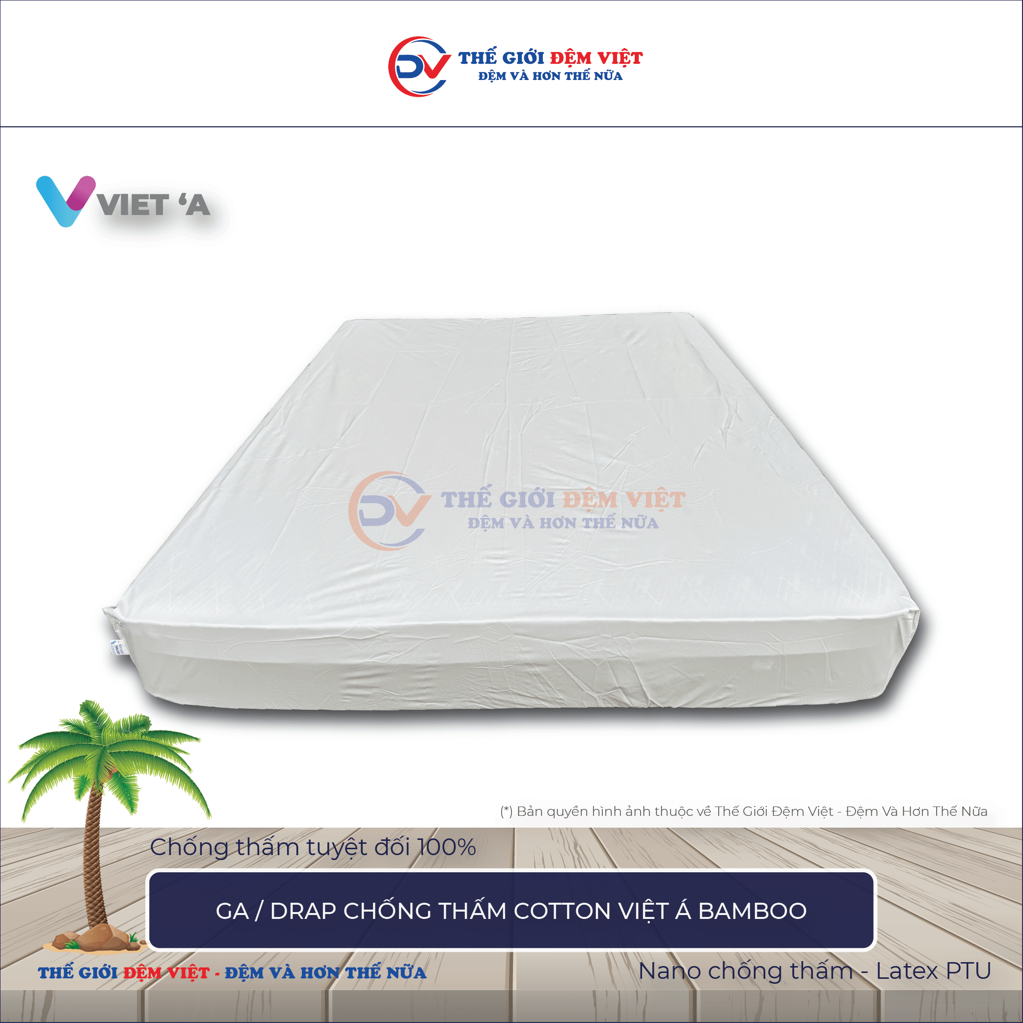Drap chống thấm Cotton Việt á Bamboo