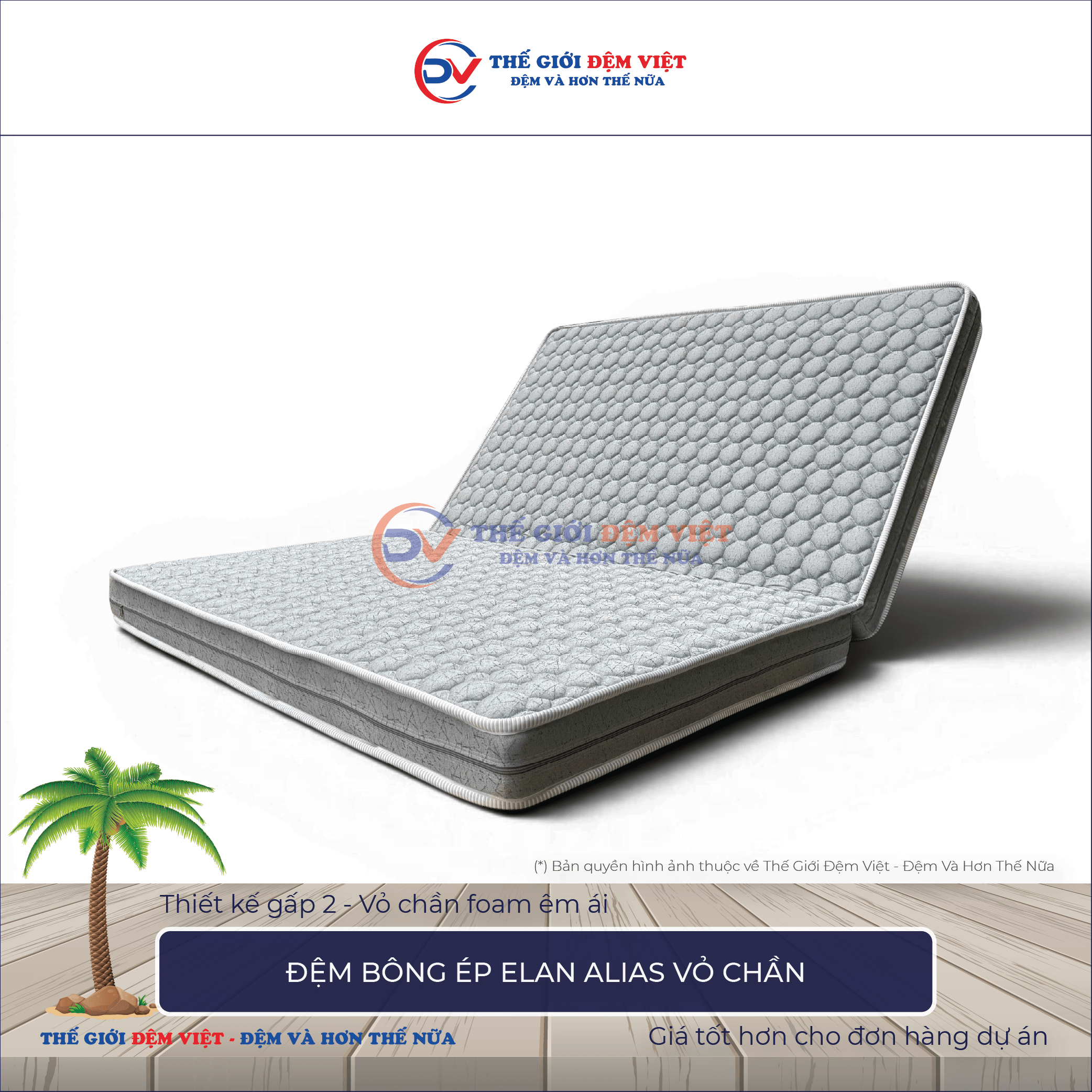 Đệm bông ép Elan Alias vỏ chần-1