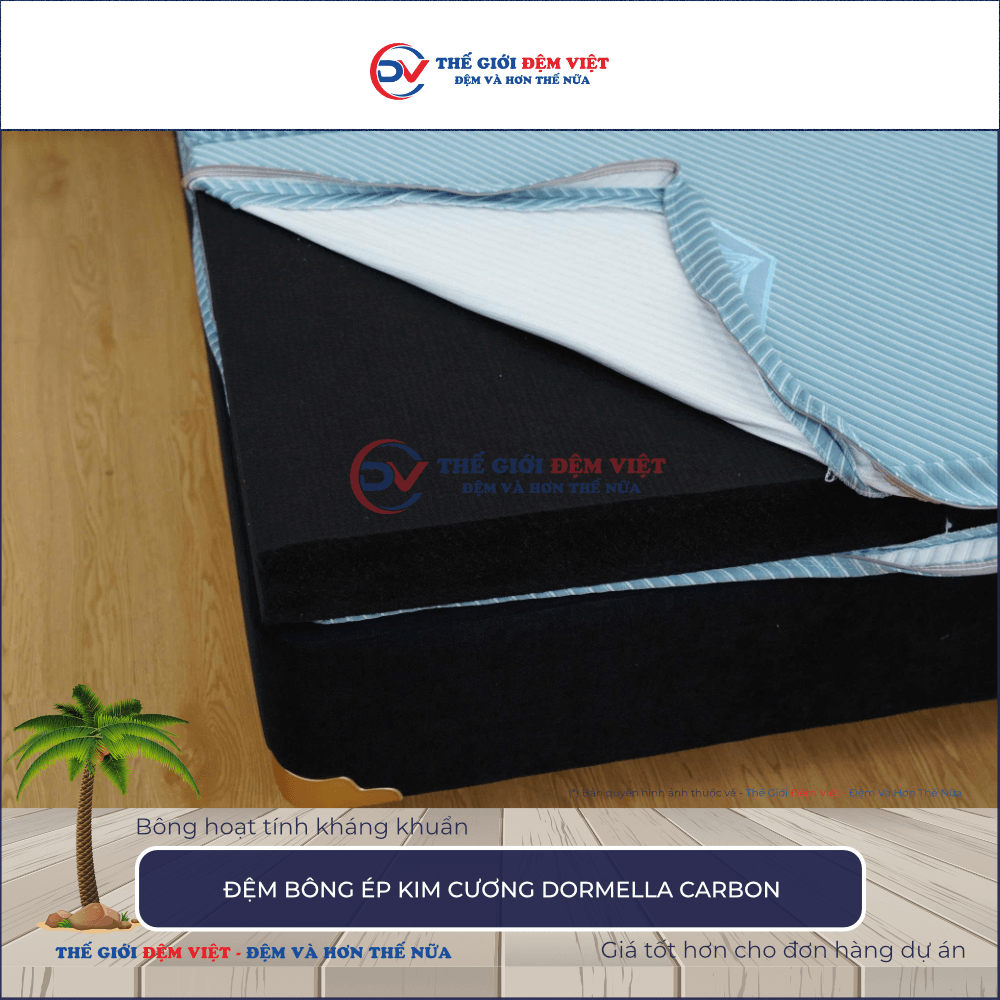 Đệm bông ép Kim Cương Dormella Carbon