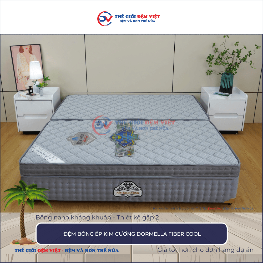 Đệm bông ép Kim Cương Dormella Fiber Cool
