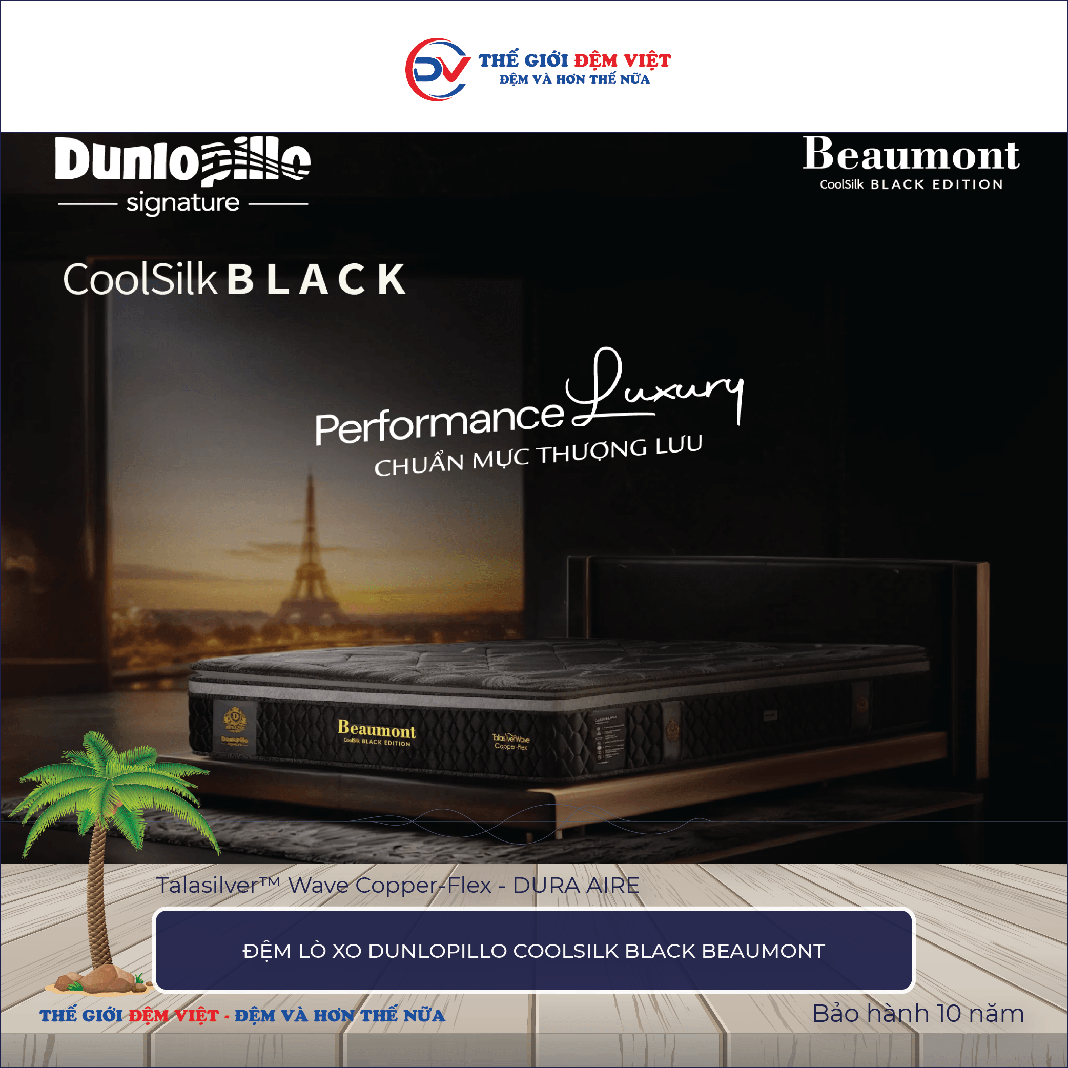 Đệm lò xo Dunlopillo CoolSilk BLACK Beaumont-2