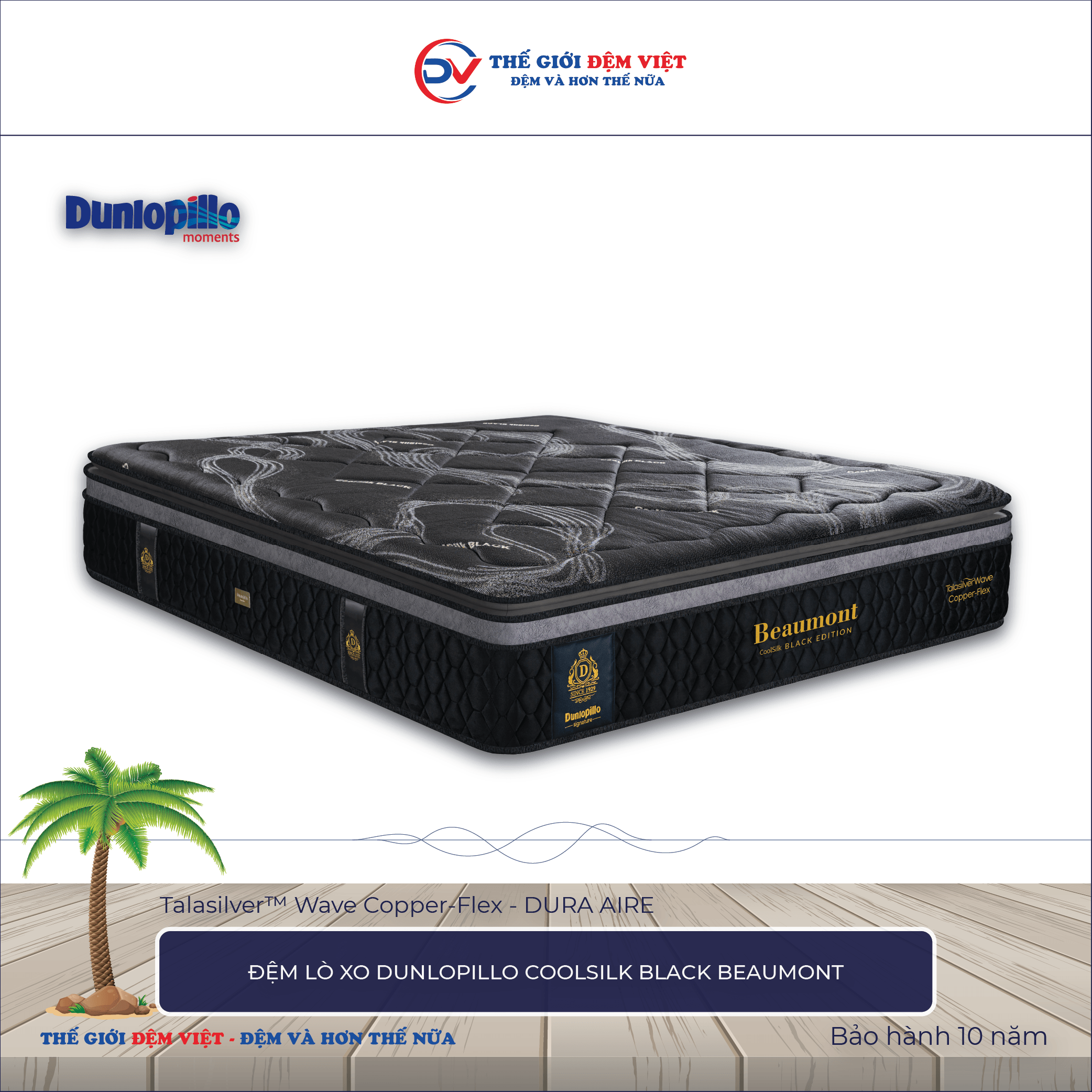 Đệm lò xo Dunlopillo CoolSilk BLACK Beaumont