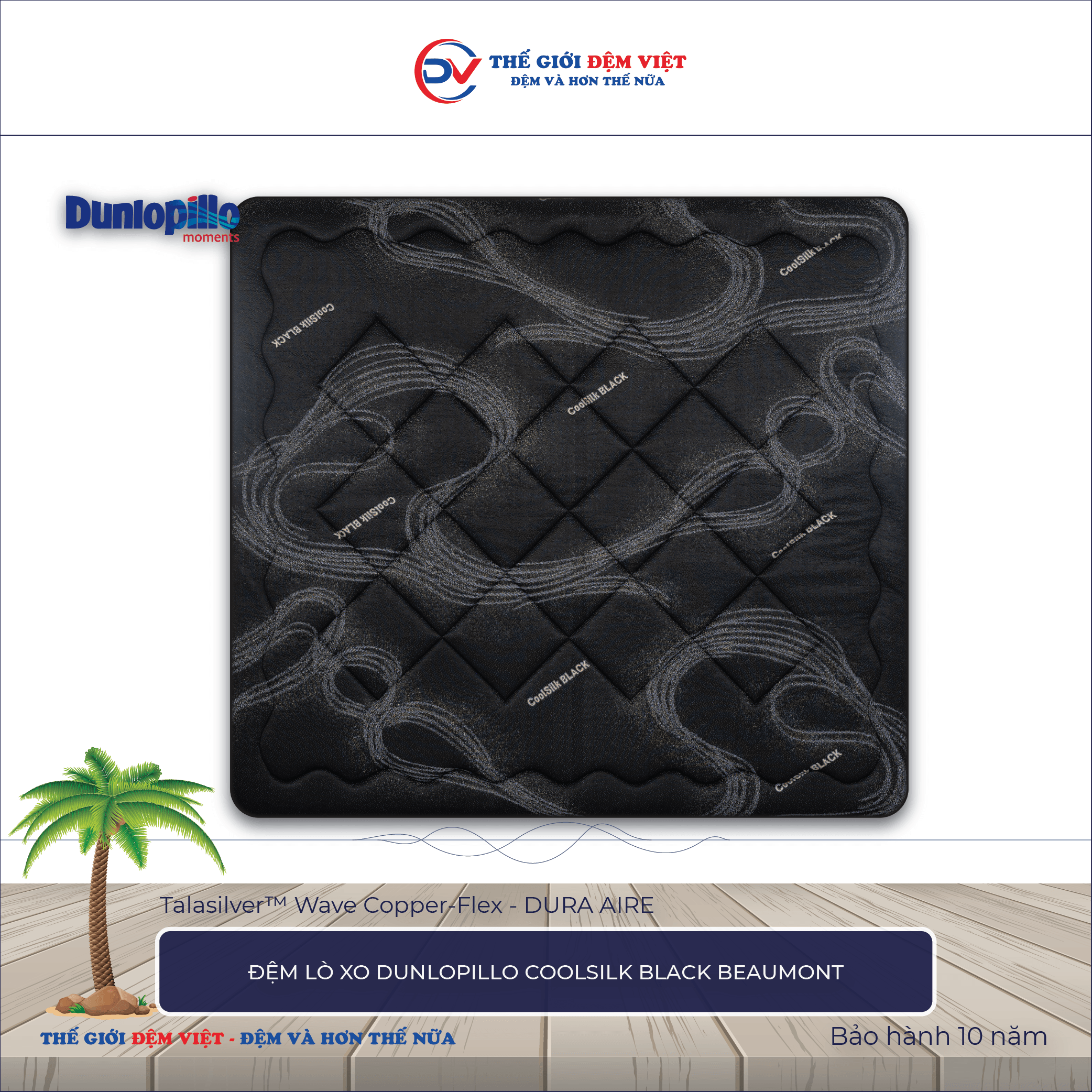 Đệm lò xo Dunlopillo CoolSilk BLACK Beaumont