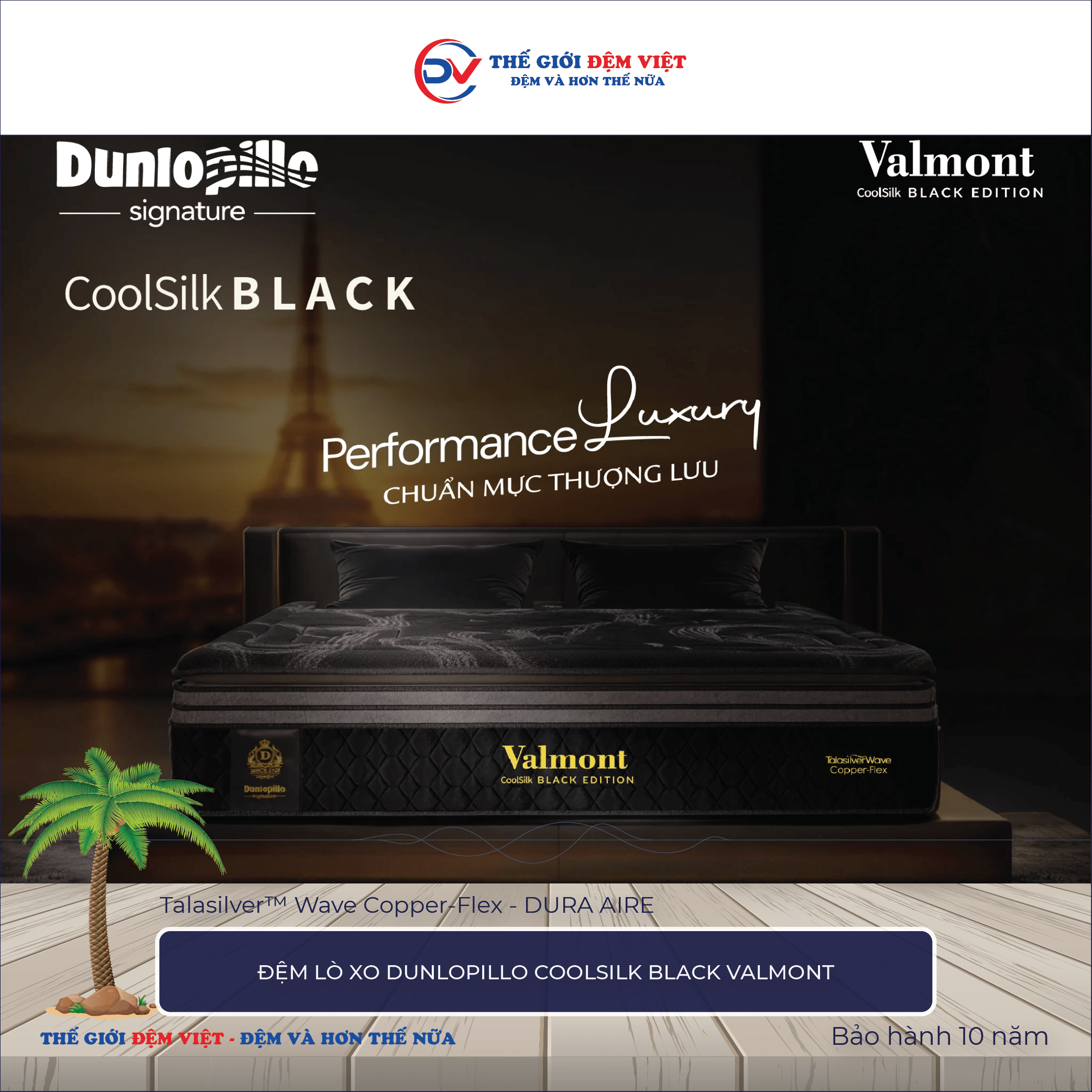 Đệm lò xo Dunlopillo CoolSilk BLACK Valmont-1