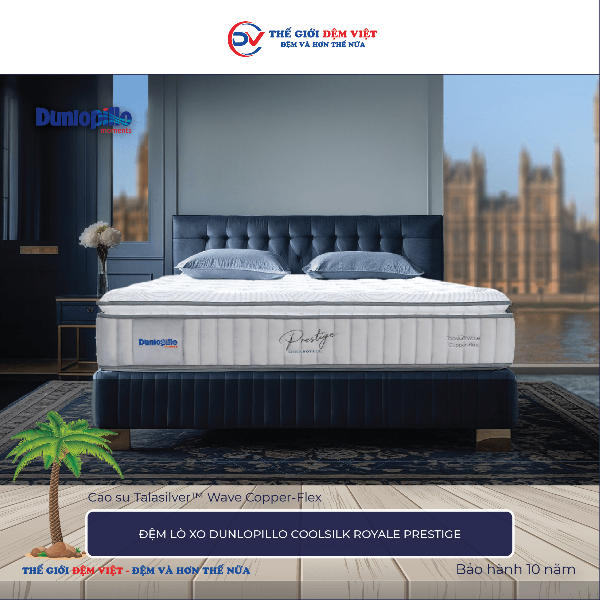 Đệm lò xo Dunlopillo CoolSilk ROYALE Prestige