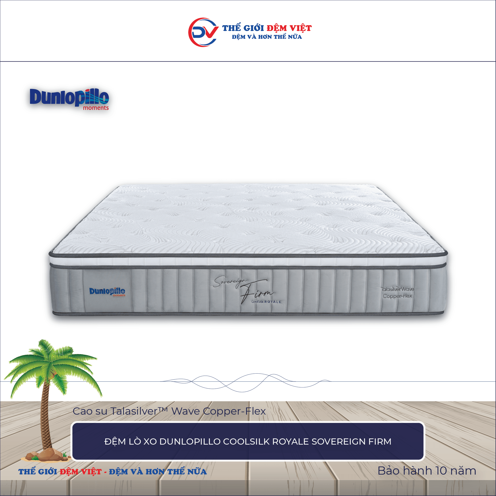 Đệm lò xo Dunlopillo CoolSilk ROYALE Sovereign Firm