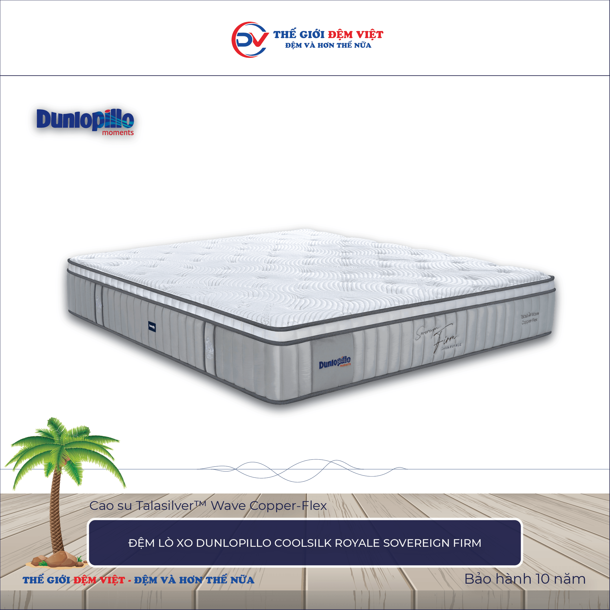 Đệm lò xo Dunlopillo CoolSilk ROYALE Sovereign Firm