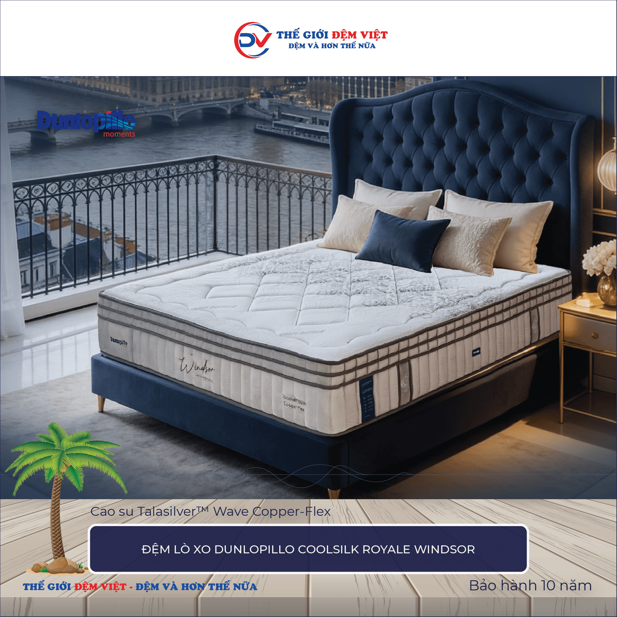 Đệm lò xo Dunlopillo CoolSilk ROYALE Windsor