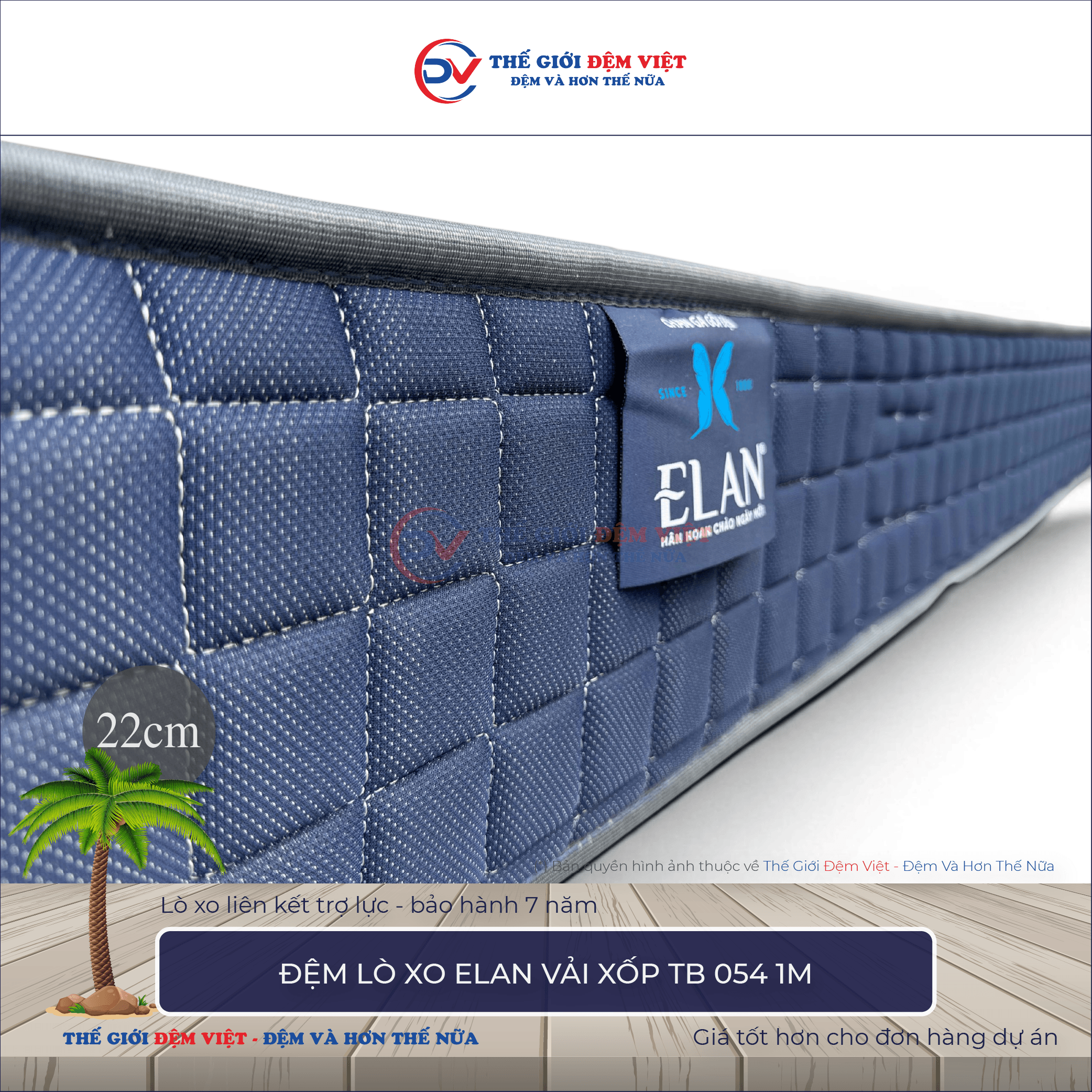 Đệm lò xo Elan TB 054 chần 1M