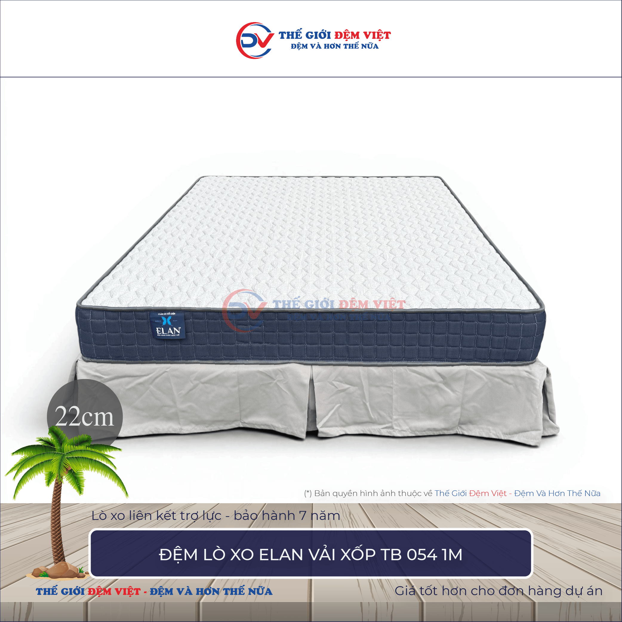 Đệm lò xo Elan TB 054 chần 1M