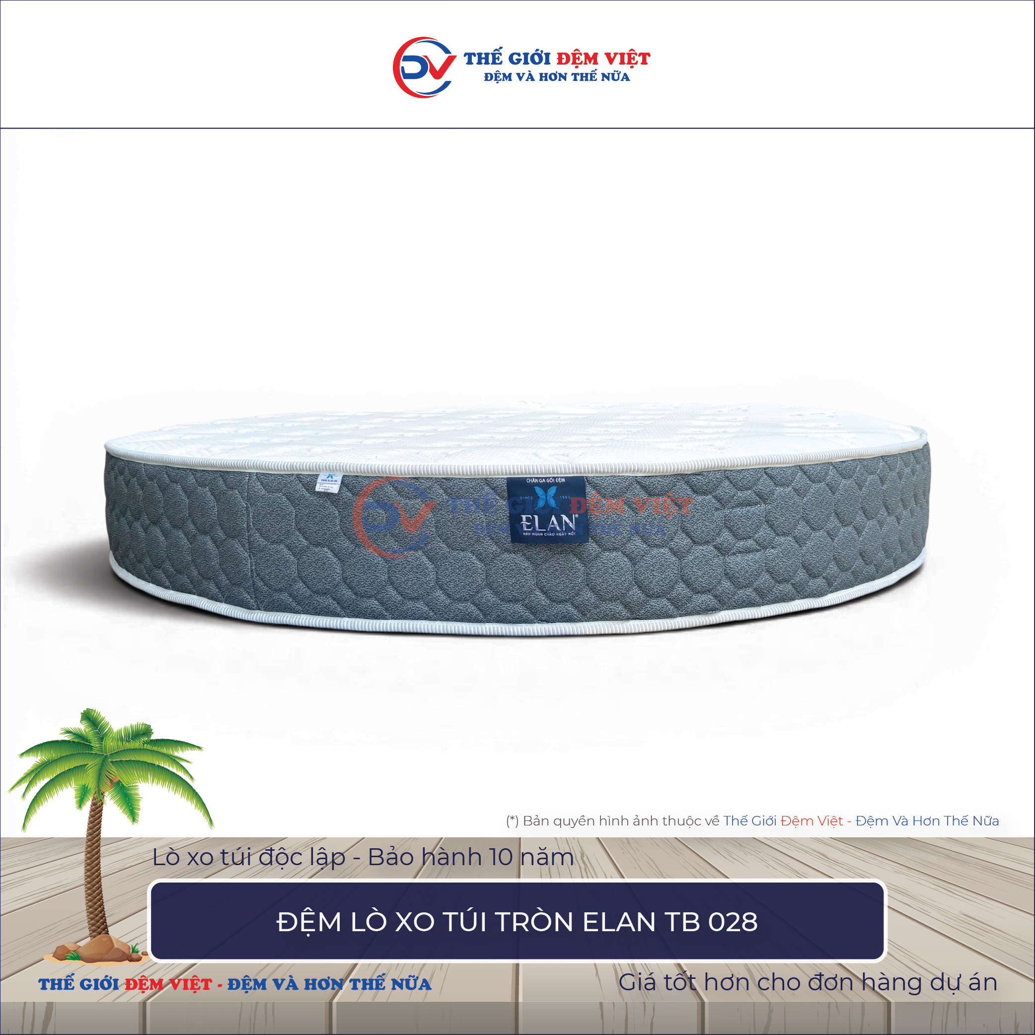 Đệm lò xo túi tròn Elan tB 028