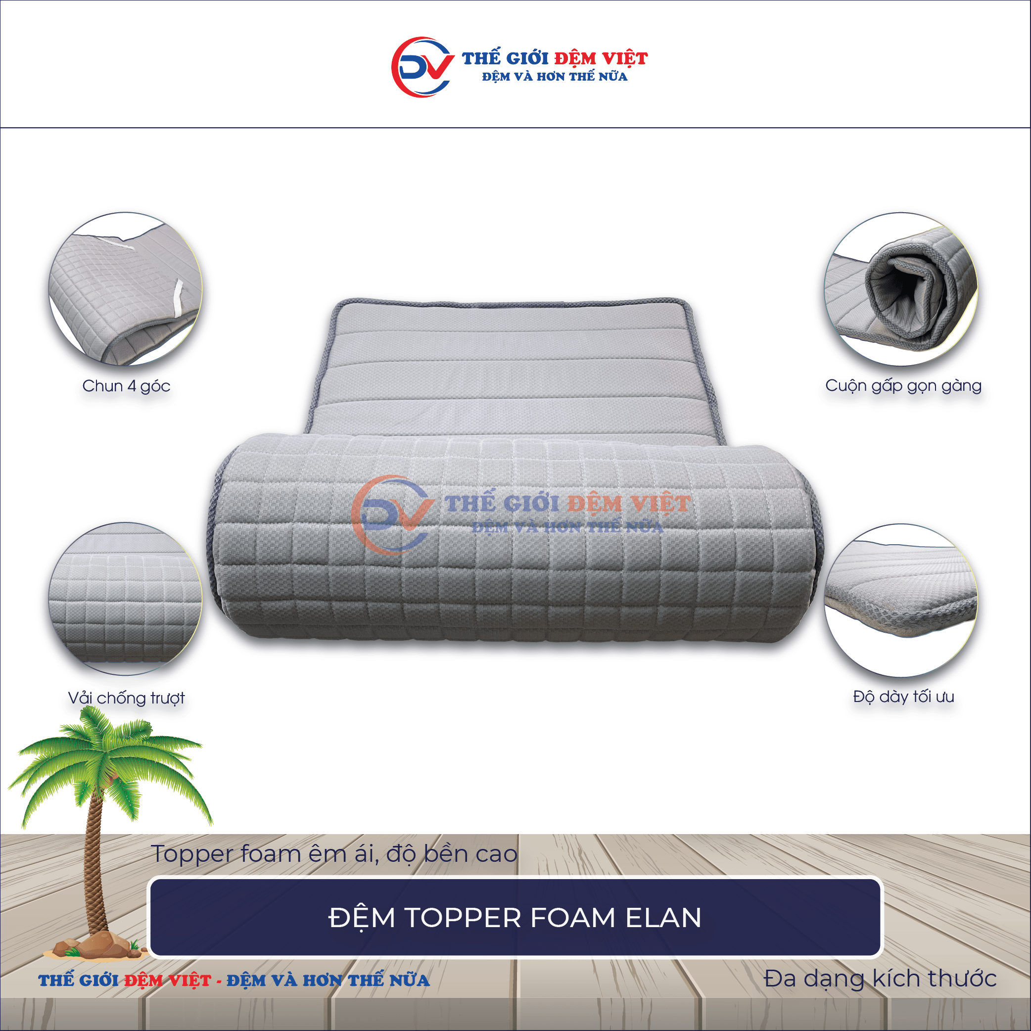 Đệm topper foam Elan