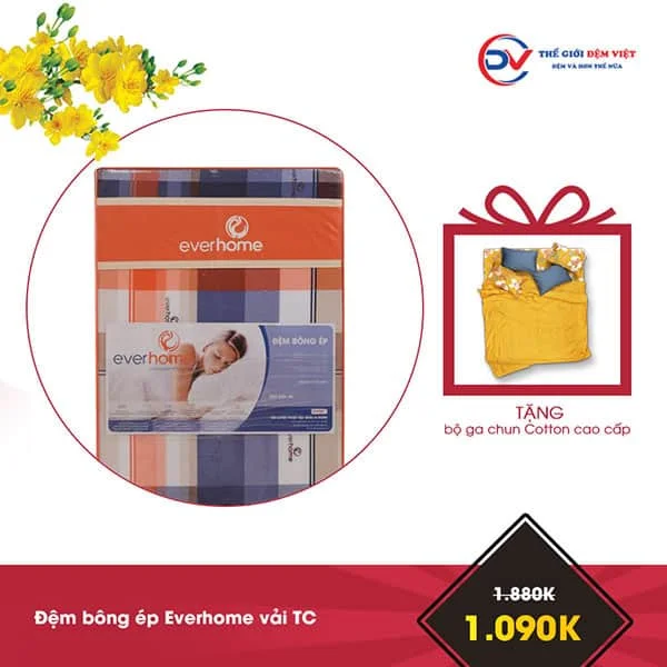 Khuyến mại đệm bông ép Everhome vải TC