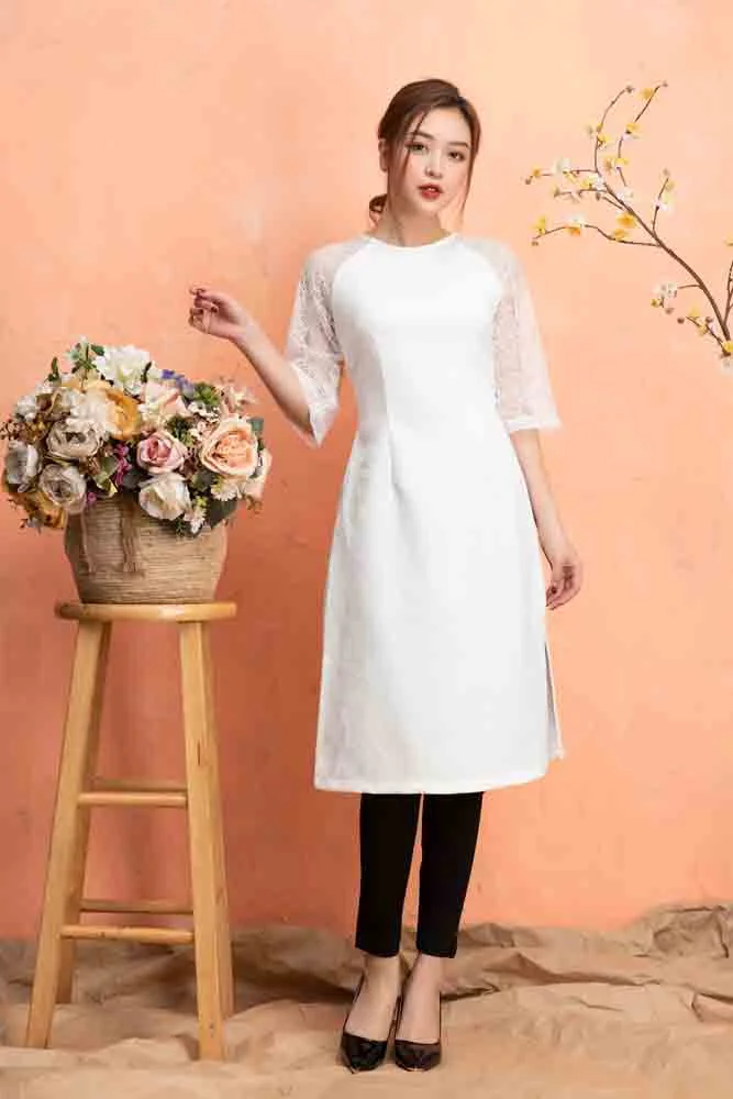 vải chiffon may áo dài trắng