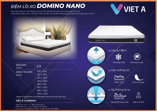 tranh tem đệm lò xo việt á domino nano