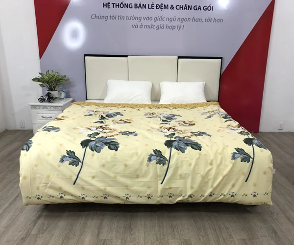 Chăn phao siêu nhẹ màu vàng nhạt