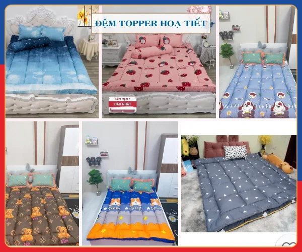 Đệm Topper Hoạ Tiết - Giá Rẻ Nhất Hà Nội