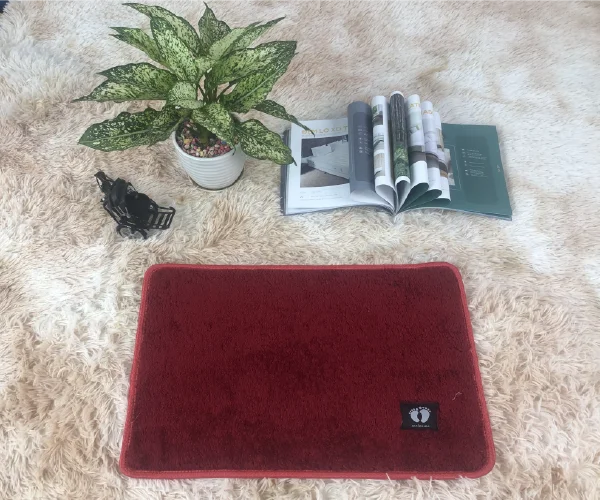 Thảm chùi chân lông đẹp màu đỏ